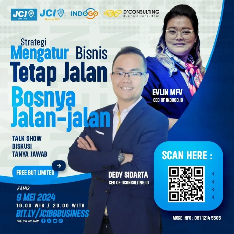 D’Consulting menjadi Pembicara Talkshow Diskusi Tanya Jawab JCI: Strategi Mengatur Bisnis Tepat Jalan, Bosnya Jalan-Jalan