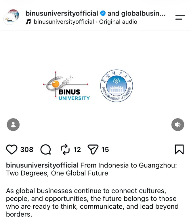 Kerja Sama Indonesia–Tiongkok Semakin Erat, BINUS UNIVERSITY Perluas Pengalaman Belajar Global bagi Mahasiswa